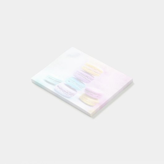 Foto der farbenfrohen, köstlichen Macarons Post-it Klebezettel (angewinkelt)