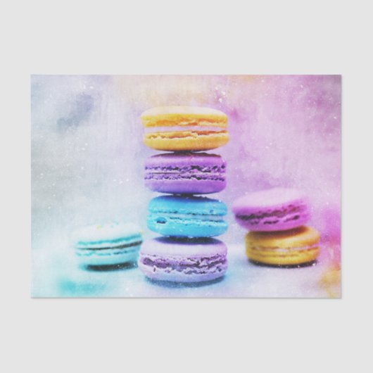 Foto der farbenfrohen, köstlichen Macarons Seidenpapier (Vorderseite)