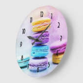Foto der farbenfrohen Macarons Große Wanduhr (Winkel)