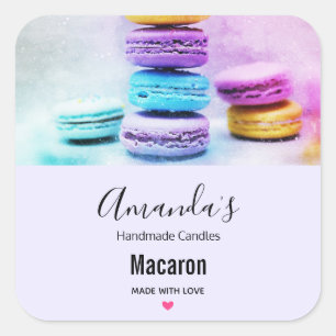 Foto der farbenfrohen Macarons-Kerze Quadratischer Aufkleber
