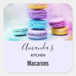 Foto der farbenfrohen Macarons Küche Quadratischer Aufkleber