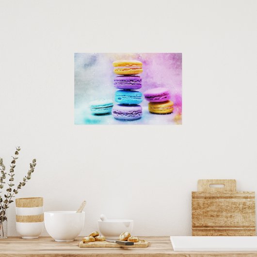 Foto der farbenfrohen Macarons Poster (Küche)