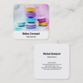 Foto der farbenfrohen Macarons Quadratische Visitenkarte (Vorne/Hinten)