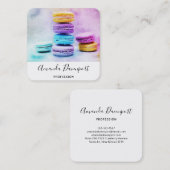 Foto der farbenfrohen Macarons Quadratische Visitenkarte (Vorne/Hinten)