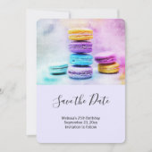 Foto der farbenfrohen Macarons Save The Date (Vorderseite)