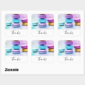 Foto der farbenfrohen Macarons Vielen Dank Quadratischer Aufkleber (Blatt)