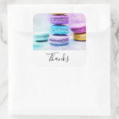 Foto der farbenfrohen Macarons Vielen Dank Quadratischer Aufkleber (Tasche)