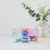 Foto der farbenfrohen Macarons Visitenkarte (Stehend Vorderseite)