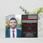 Foto der Feuerwehrschülerpartei - dünne rote Linie Einladung (Stehend Vorderseite)