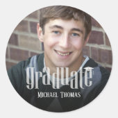 Foto der Fun Graduation Party Runder Aufkleber (Vorderseite)