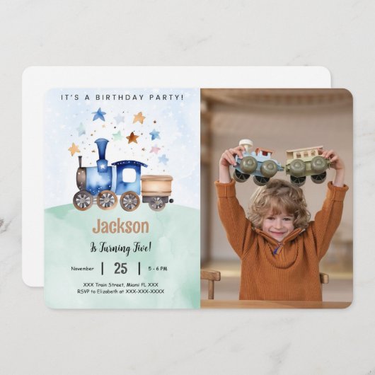 Foto der Geburtstagspartei Einladung (Vorne/Hinten)