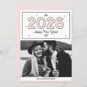 Foto der geometrischen Blush Typografie zum Glück  Feiertagskarte