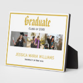 Foto der Gold Script Name School Collage Abschluss Fotoplatte (Seite)