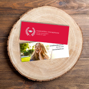 Foto der Graduate Name Card Crimson Red and White Mini Visitenkarte