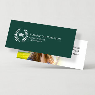 Foto der Graduate Name Card dunkelgrün und weiß Mini Visitenkarte