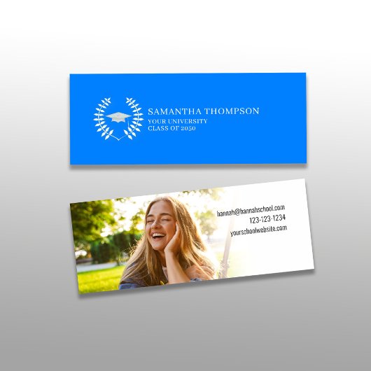 Foto der Graduate Name Card Elegantes Blau und Wei Mini Visitenkarte