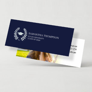 Foto der Graduate Name Card Elegantes Navy Blue Wh Mini Visitenkarte