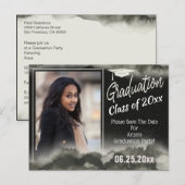 Foto der Graduierungspartei Save the Date Aquarell Postkarte (Vorne/Hinten)