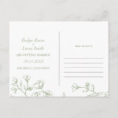 Foto der grünen Linie Save the Date Postkarte (Rückseite)