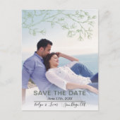 Foto der grünen Linie Save the Date Postkarte (Vorderseite)