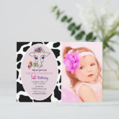 Foto der Heiligen Kuh 1. Geburtstag Einladung (Stehend Vorderseite)