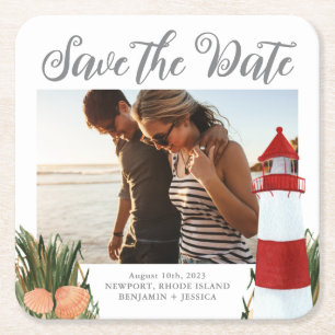 Foto der Hochzeit in Urlaubsort Save the Date Rechteckiger Pappuntersetzer