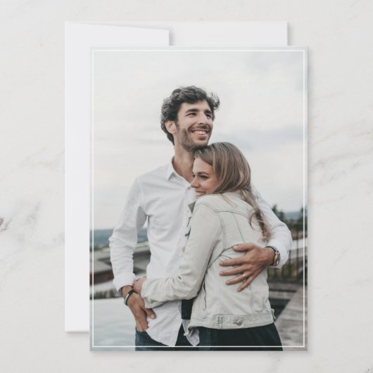 Foto der Hochzeiten im Wald im Wasserfarbengebirge Save The Date (Rückseite)