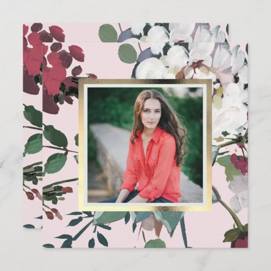 Foto der hübschen Blush-Blues-Graduation Einladung (Vorne/Hinten)