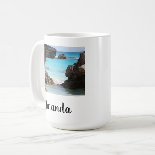 Foto der Inselküste und des tropischen Meeres Kaffeetasse (Vorderseite Links)