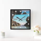 Foto der Inselküste und des tropischen Meeres Quadratische Wanduhr (Zuhause)