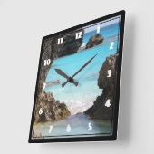 Foto der Inselküste und des tropischen Meeres Quadratische Wanduhr (Winkel)