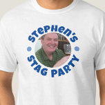 Foto der Junggesellen T-Shirt<br><div class="desc">Feiern einer Bachelor Party. Entworfen für jemanden, der eine "Bachelor Party" hat! Herren-T-Shirt mit Foto, Namensauswahl und Party-Formulierung. Bachelor Party T - Shirt. Fügen Sie den Namen der Person, deren Party es ist, und auch ihr Foto. Stag Party T - Shirt.</div>