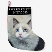 Foto der Katze Name Schwarz/Weiß Drucke Kleiner Weihnachtsstrumpf (Vorderseite)
