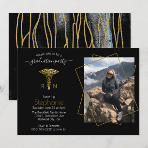 Foto der Krankenpflege Black Gold Abschluss Einladung