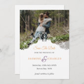 Foto der kursiven Grenze Save the Date Einladung (Vorne/Hinten)