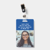 Foto der Lehrerin und Name blau Ausweis (Vorderseite mit Clip)