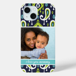 Foto der Marine und der Grünen Ikat Paisley Mother Case-Mate iPhone Hülle
