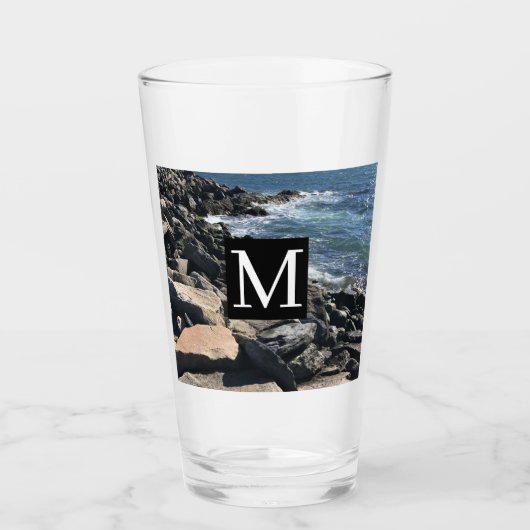 Foto der Meereswellen und Felsen #1 Vater Blue Glas (Vorderseite)