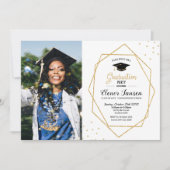 Foto der modernen schicken geometrischen Graduieru Einladung (Vorderseite)