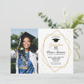 Foto der modernen schicken geometrischen Graduieru Einladung (Stehend Vorderseite)