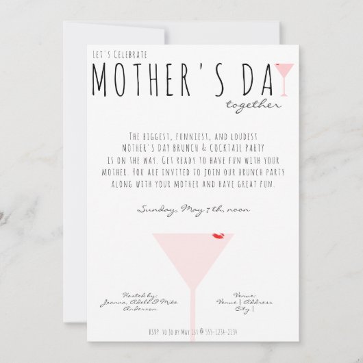 Foto der Mutter, Cocktail-Brunch der modernen Mart Einladung (Vorderseite)