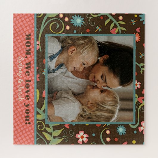 Foto der Mutter Hübsche Libelle-Wildblumen Puzzle (Horizontal)