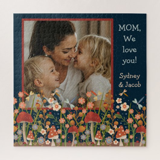 Foto der Mutter Puzzle Pilze Wildblumen (Vertikal)