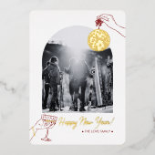 Foto der Neujahrsfamilie Folien Feiertagskarte (Vorderseite)