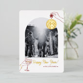 Foto der Neujahrsfamilie Folien Feiertagskarte (Stehend vorne)