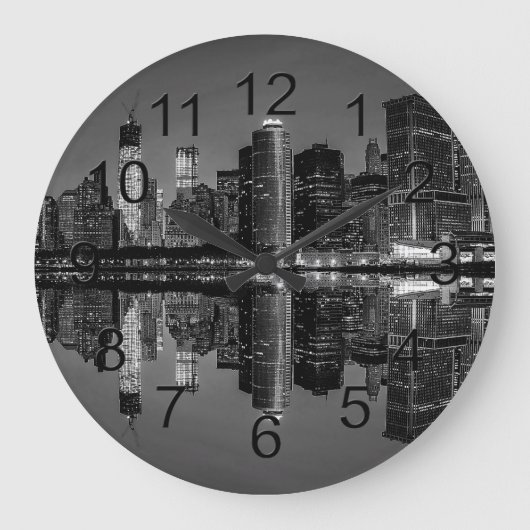 Foto der New York Cityskyline-Landschaft Große Wanduhr (Vorderseite)