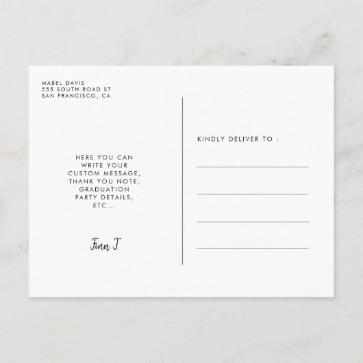 Foto der niedlichen Skriptabschlusspartei Postkarte (Rückseite)