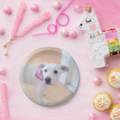 Foto der Niedlichen Sweet White Puppy Face Pappteller (Party)