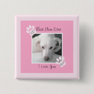 Foto der Niedlichen weißen Dog Monogramm rosa Pfot Button