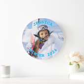 Foto der personalisierten Sky Blue Text-Reihe Große Wanduhr (Zuhause)